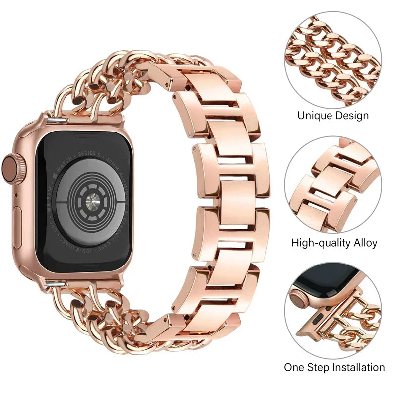Link band for Apple Watch band Ultra 2 49mm 40mm 44mm 41mm 45mm metal Stainless steel Apple Watch band Series 9 8 7 SE 6 5 4 3