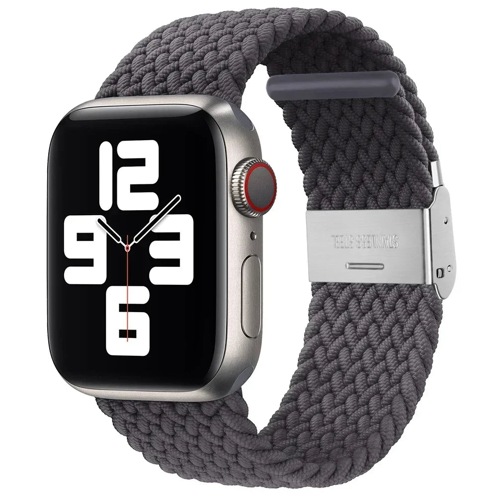 Braided Solo Loop For Apple Watch Ultra band 49mm 45mm 40mm 41mm 44mm Nylon Elastic band Apple Watch Series 10 9 8 SE 6 7 5 4 band
