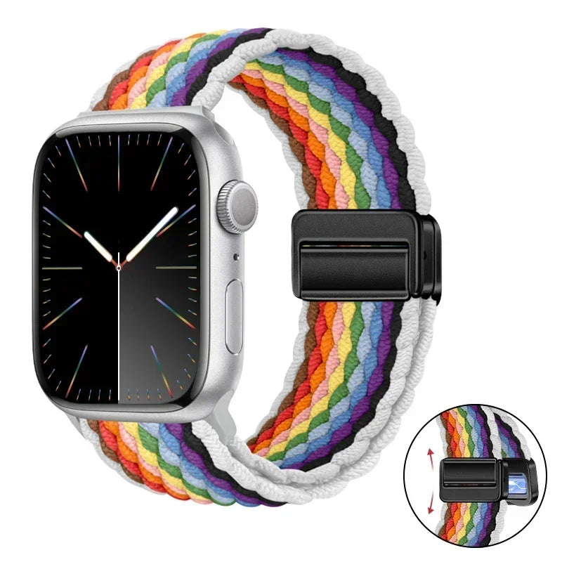 Magnetic Braided band For Apple Watch band 46mm 42mm 45mm 41mm 44mm 40mm Ultra 2 49mm Nylon band Apple Watch 10 9 8 7 6 5 4 SE