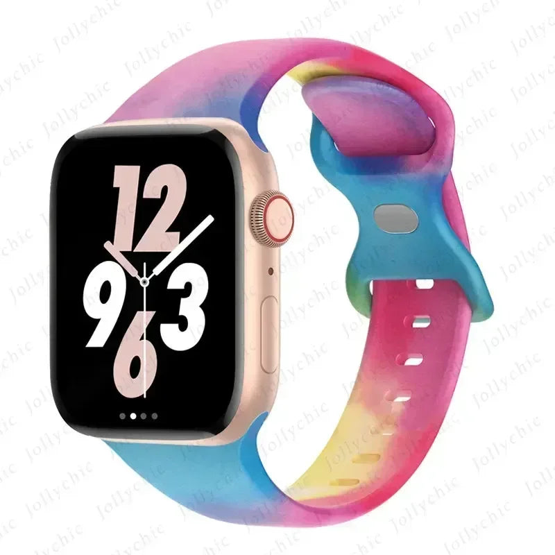 Printed Floral band For Apple Watch Ultra band 49mm 41mm 40mm 38mm 45mm 44mm 42mm Silicone band Apple Watch Series 9 8 7 SE 6 5 4 3