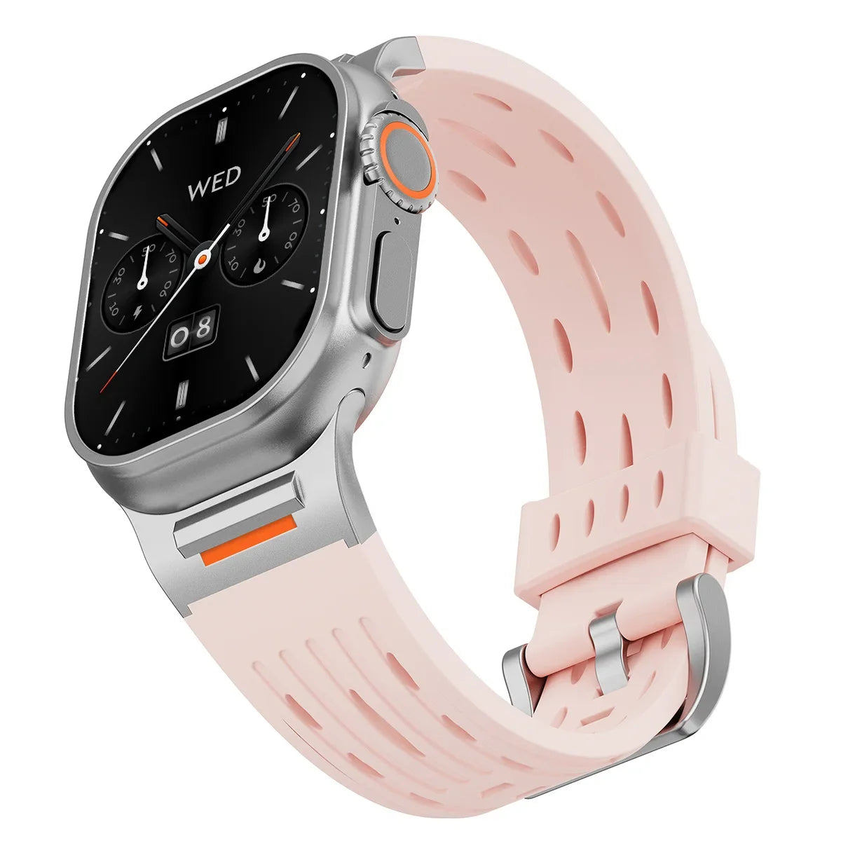 Silicone band for Apple Watch band 49mm 46mm 45mm 44mm 42mm 41mm metal Connector band for Apple Watch Ultra 2 Series 10 9 8 7 6 SE 5 4