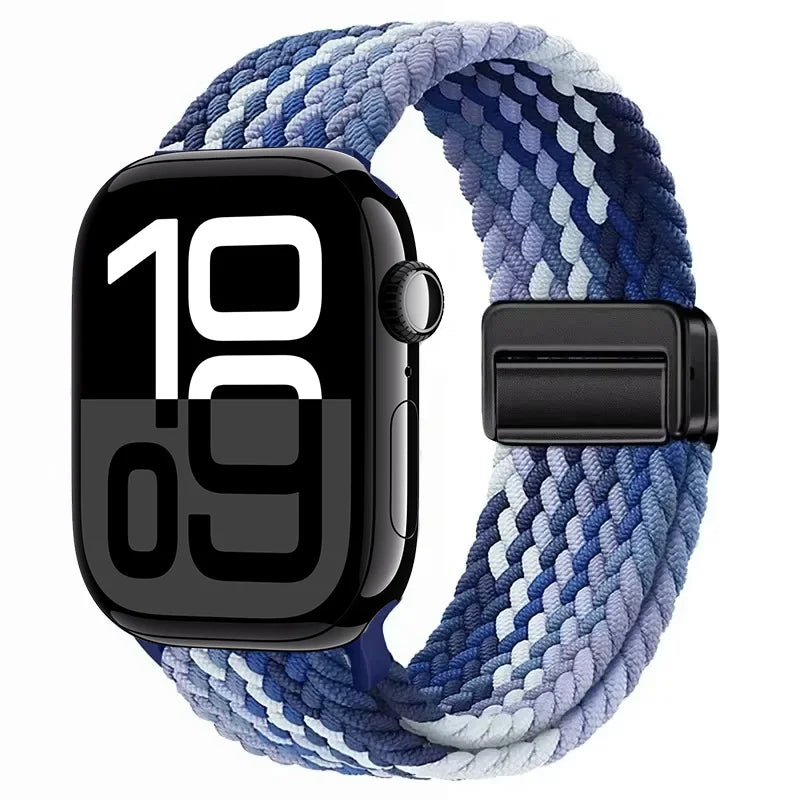 Nylon Braided Loop band for Apple Watch Ultra 3 2 49mm 11 10 42mm 46mm 9 8 7 45mm 41mm Magnetic band Apple Watch 6 5 SE 44mm 40mm band