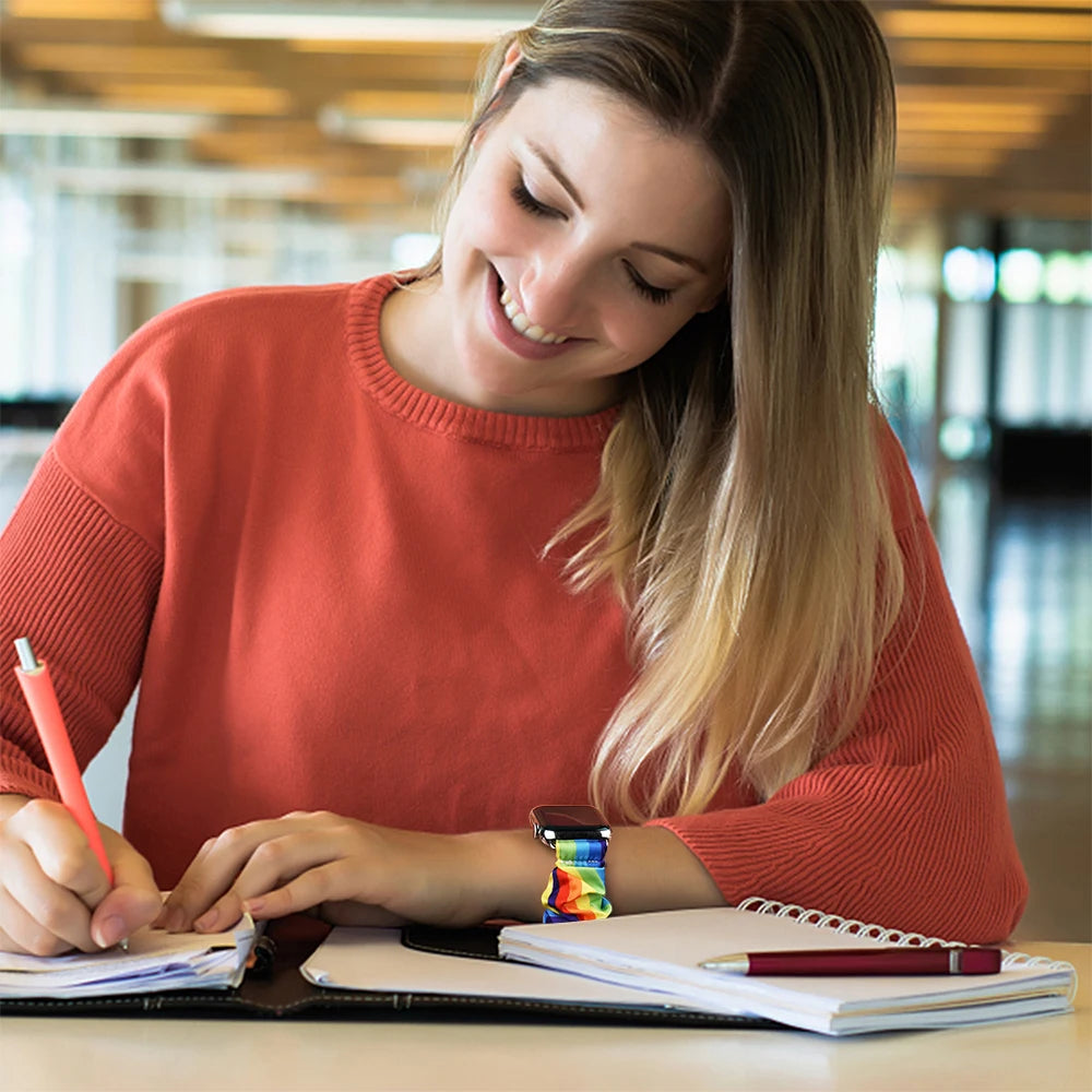 For Apple Watch band Series 8 7 SE 6 5 Ulta 49mm Elastic Scrunchie band for Apple Watch 44mm 40mm 38mm 42mm 41mm 45mm band Belt