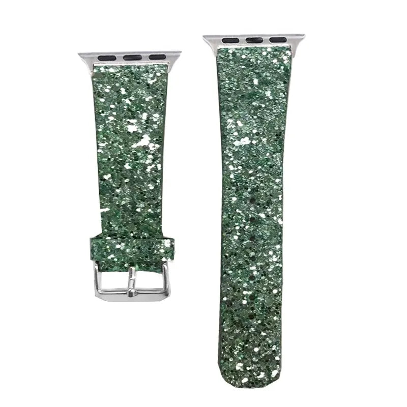 Leather band for Apple Watch band Ultra 49mm 38mm 40mm Women 42mm 44mm 41mm 45mm Glitter band i Watch Series 7 8 6 5 4 3 2
