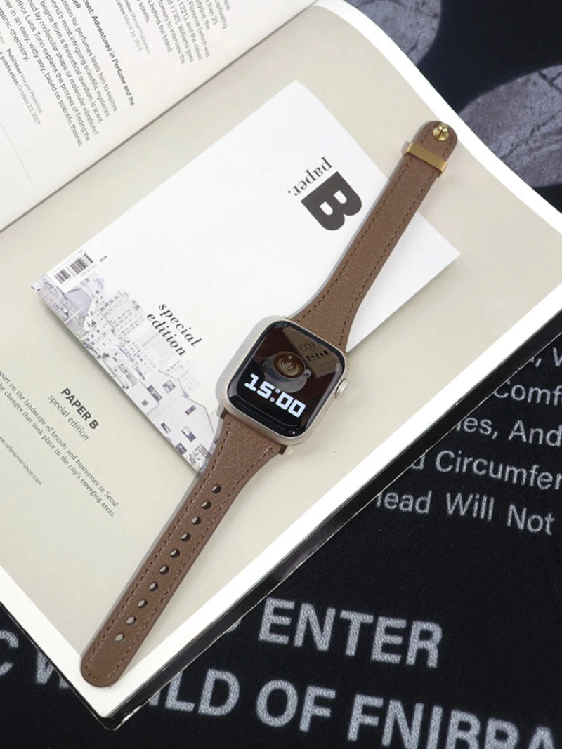 Sheepskin band for Apple Watch 10 band 46mm 42mm 41mm 45mm 40mm 44mm Slim Leather Women band Apple Watch Series 8 7 SE 6 5 Belt