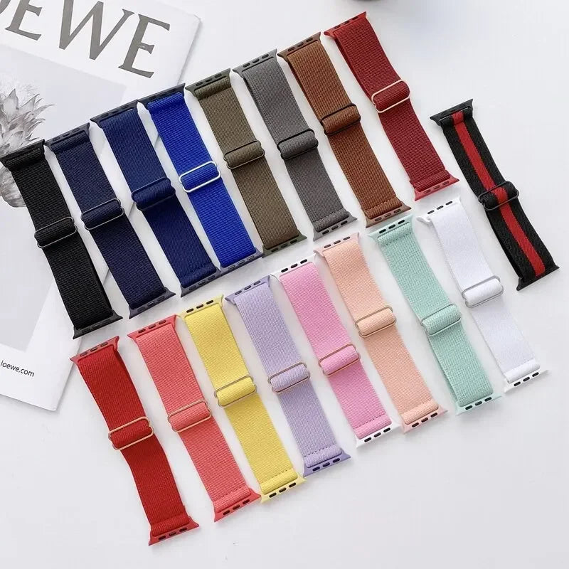 Bohemian Nylon band for Apple Watch Ultra 2 49mm 42mm 45mm 38mm 40mm 41mm 44mm Elastic Shiny band Apple Watch Series 10 9 8 7 6 5 4 3 SE