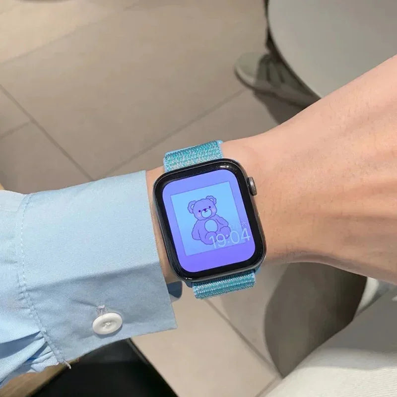 Nylon Loop for Apple Watch band 44mm 40mm 45mm 41mm 38mm 42mm 46mm band Apple Watch Series Ultra 2 49mm 10 9 8 7 6 SE 5 4 band