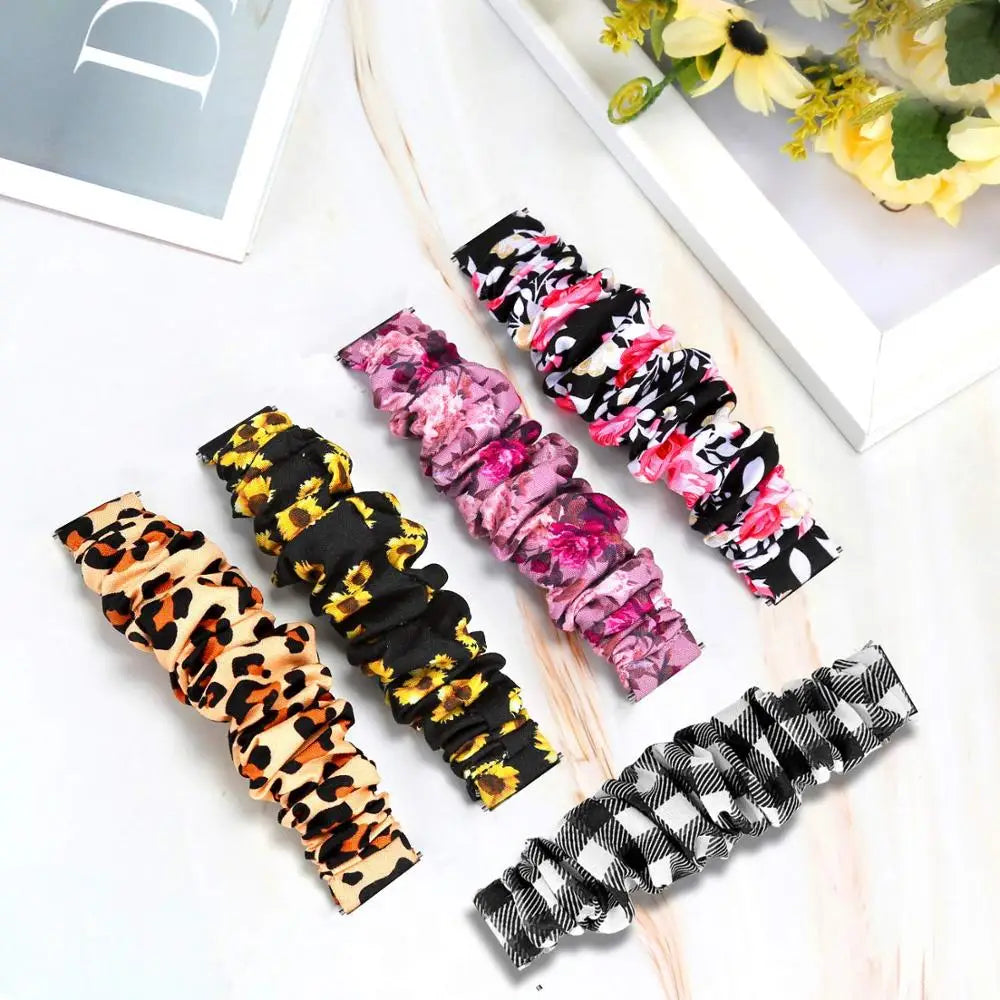 Scrunchie Strap For Samsung Galaxy watch 4/active 2/3/46mm/42mm/Gear S3 20mm/22mm bracelet Amazfit Bip Huawei watch GT/2/3 strap