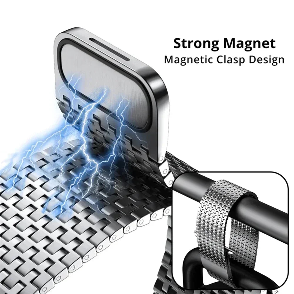 Magnetic Loop band for Apple Watch Ultra 2 49mm 42mm 44mm 45mm Stainless Steel Milanese band for Apple Watch 9 8 7 6 5 4 SE 3 40mm 41mm