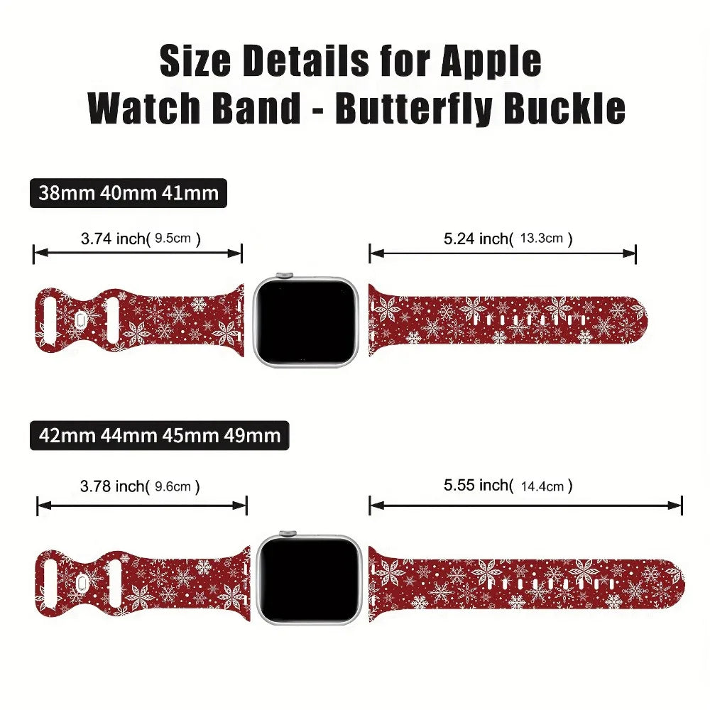 Silicone Christmas band for Apple Watch band 46mm 41mm 42mm 44mm 45mm 49mm Sport band for Apple Watch 11 10 9 8 7 6 5 SE Ultra 3