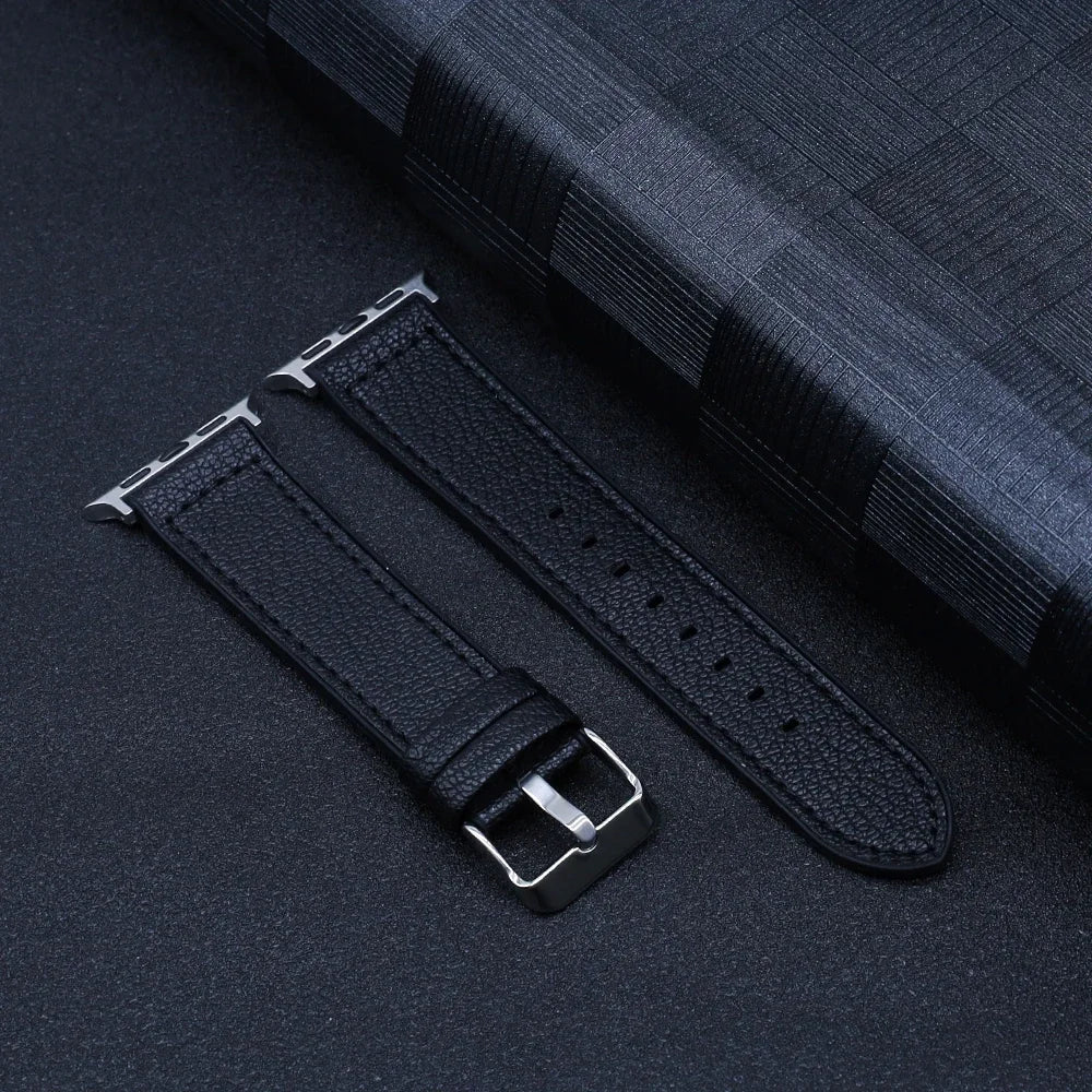 PU Leather band for Apple Watch band 45mm 44mm 40mm 42mm 46mm 41mm Ultra 49mm soft band for Apple Watch Series 10 9 8 7 6 5 SE 4