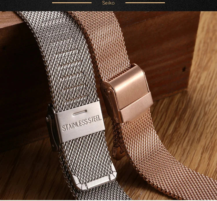 8mm 10mm 12mm 14mm 15mm 16mm 20mm 24mm Stainless Steel Watch Strap Straight End Bracelet Mesh Buckle Milanese Loop Band