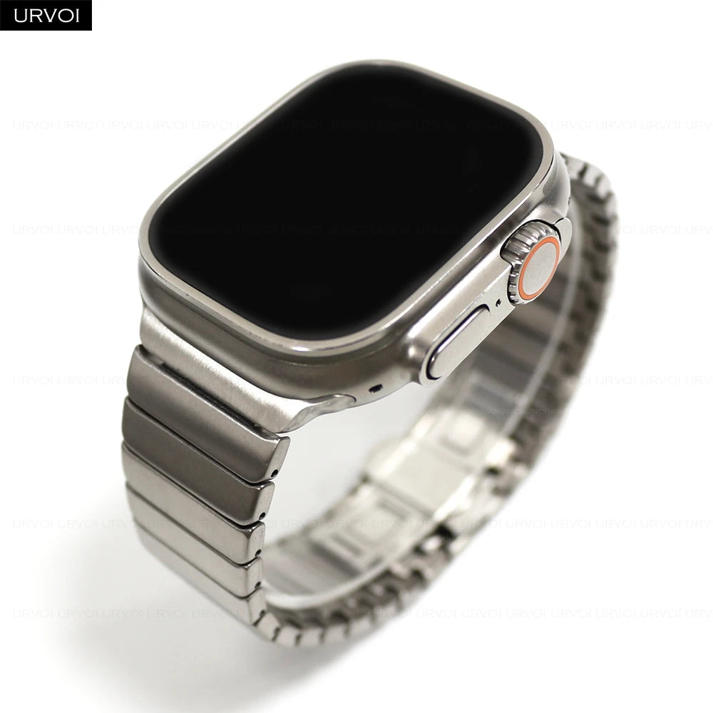 URVOI band for Apple Watch Ultra 3 2 Link band gen.1 3 stainless steel band butterfly clasp wristband for Apple Watch 45mm 46mm 49mm