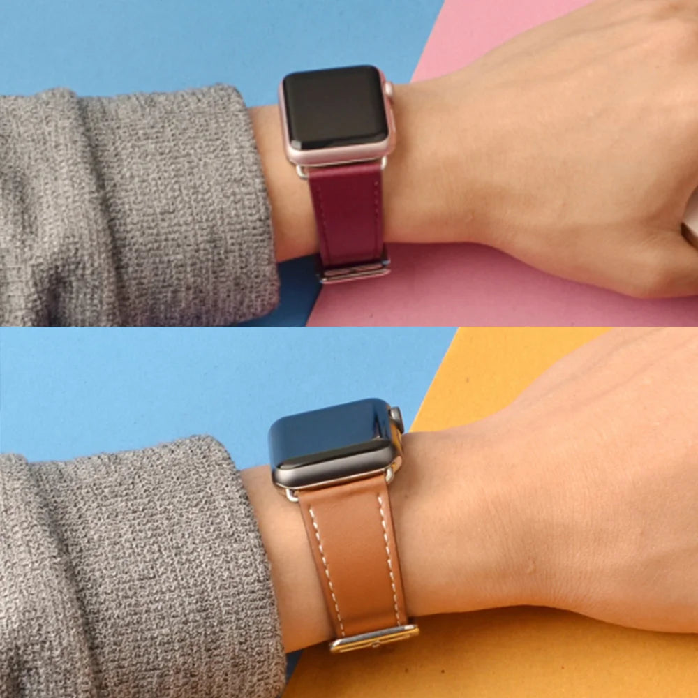 Leather Watch band for Apple Watch band 46mm 44mm 49mm 45mm 42mm 40mm 38mm 41mm band Apple Watch Series 10 Ultra 9 8 7 6 5 4 3 SE
