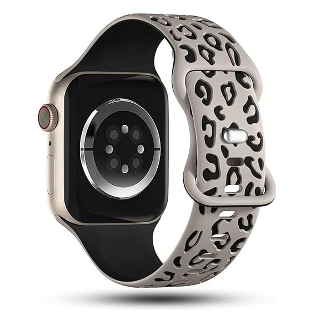Engraved Leopard band For Apple Watch Ultra 2 3 band 49mm 44mm 41mm 40mm 45mm 38mm Silicone band Apple Watch Series 98765SE 10 11 46mm 42mm