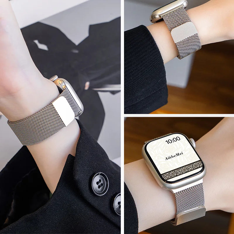 For Apple Watch band 11 10 9 8 SE 46mm 42mm 44mm 45mm Ultra 3 2 49mm 41mm Milanese Loop metal band correa Apple Watch bands