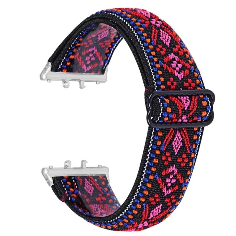 Elastic Nylon Strap For Samsung Galaxy Fit 3 Watch Bracelet Vintage Bohemian National Style Watchband For Samsung Fit 3 SM-R390