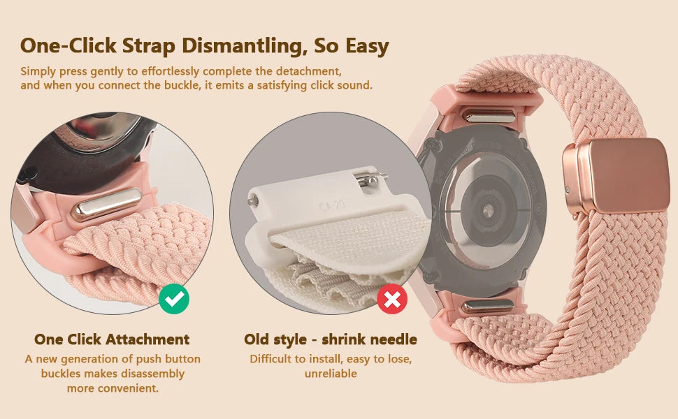 No Gaps Band For Samsung Galaxy Watch 7 6 4 classic/5 pro 47mm 44mm 40mm Braided solo loop Magnetic bracelet Galaxy watch6 strap