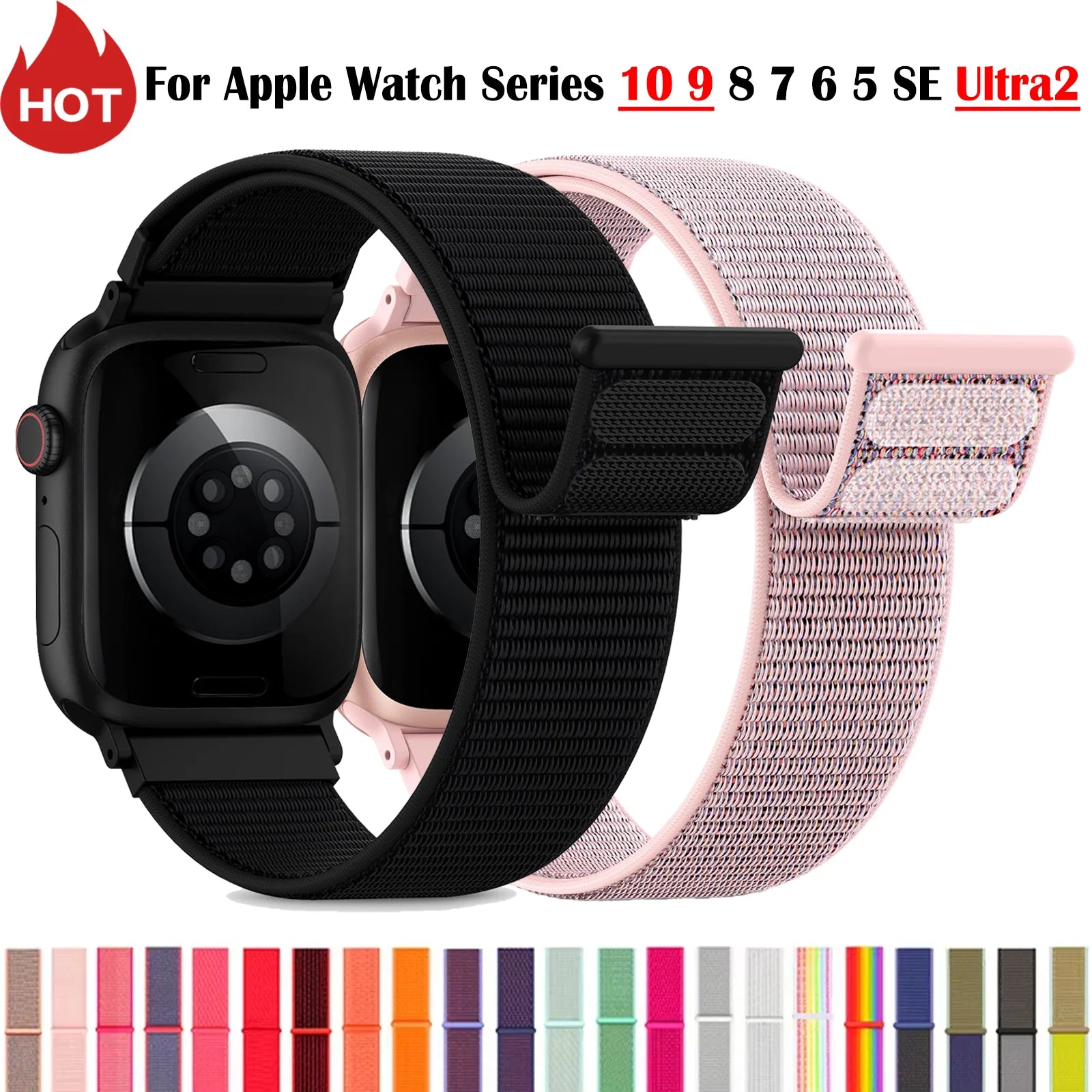 Nylon Loop band for Apple Watch band 46mm 40mm 41mm 42mm 44mm 45mm 38mm Adjust band for Apple Watch Ultra 49mm 8 7 6 SE 5 4 Band
