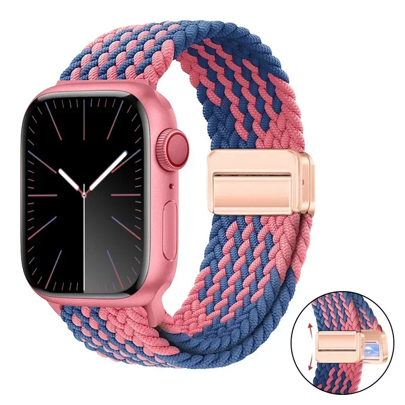 Magnetic Braided band For Apple Watch band 46mm 42mm 45mm 41mm 44mm 40mm Ultra 2 49mm Nylon band Apple Watch 10 9 8 7 6 5 4 SE
