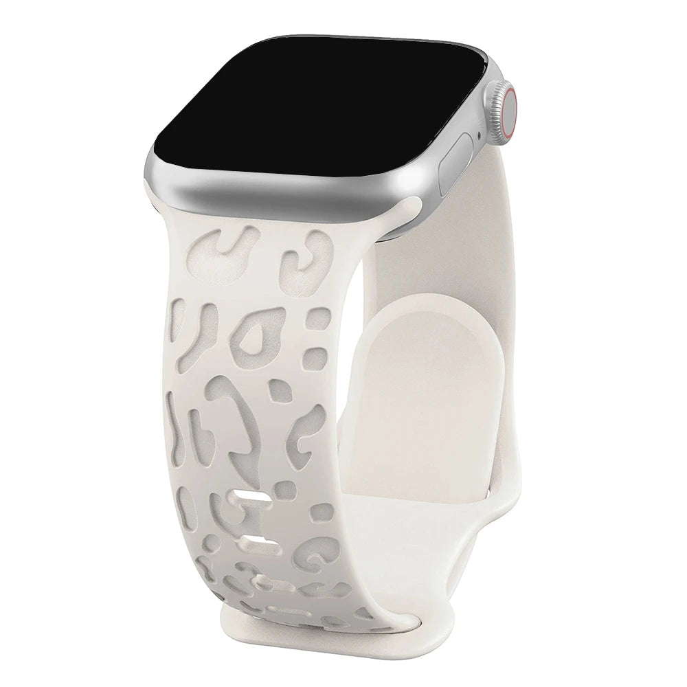 Engraved Leopard band For Apple Watch Ultra 2 3 band 49mm 44mm 41mm 40mm 45mm 38mm Silicone band Apple Watch Series 98765SE 10 11 46mm 42mm
