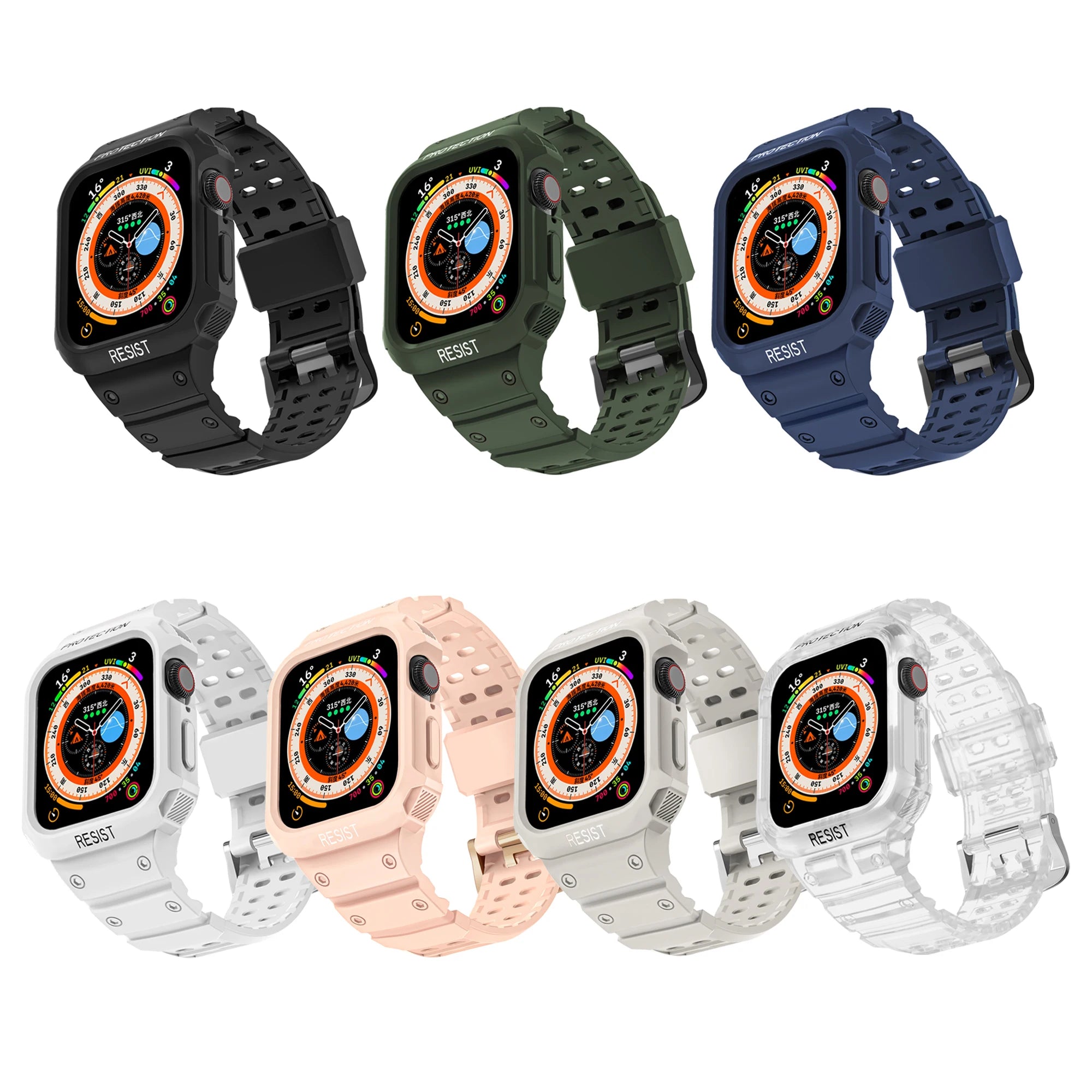 For Apple Watch 45mm 44mm 42mm 41mm 40mm Apple Watch Series 9 8 7 6 5 SE 4 3 2 1 band , Sport Protective Replacement Wristband