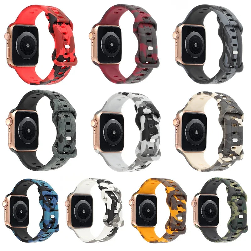 Silicone band For Apple Watch band 49mm 45mm 41mm 44mm 40mm 42mm 38mm 45mm Camouflage band Apple Watch Series Ultra 8 SE 7 6 5