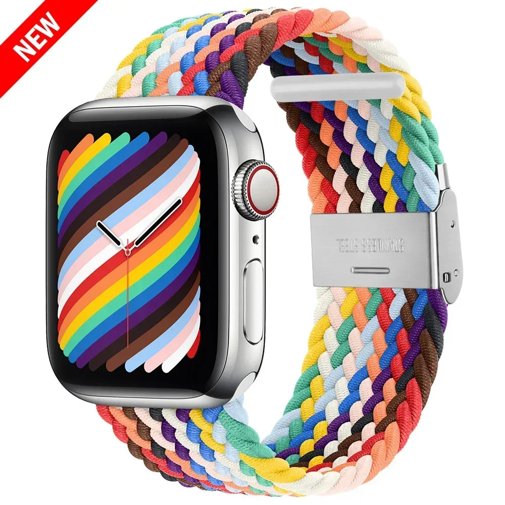 Braided Solo Loop For Apple Watch Ultra band 49mm 45mm 40mm 41mm 44mm Nylon Elastic band Apple Watch Series 10 9 8 SE 6 7 5 4 band