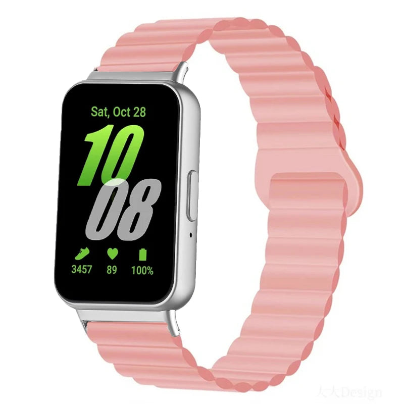 Magnetic Silicone Strap for Samsung Galaxy Fit 3 Sport Smart Watch Wristband for Samsung Galaxy Fit3 Accessories Correa Bracelet