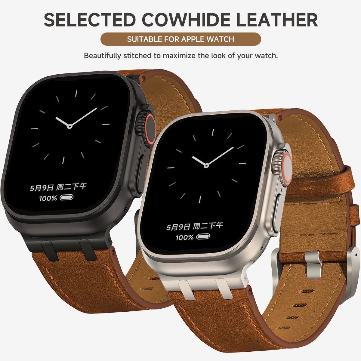 Leather band for Apple Watch Ultra 2 49mm Series 10 46mm Luxury band sport band for Apple Watch 10 9 8 7 6 5 4 SE Ultra 44mm 45mm