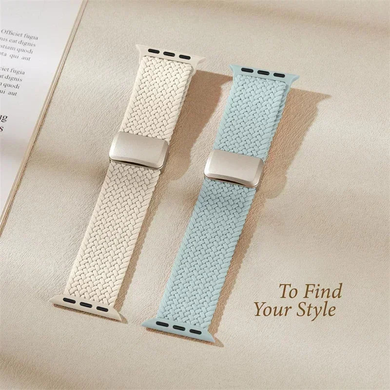 Braided band For Apple Watch band 40mm 44mm 42mm 46mm 45mm 38mm 41mm Magnetic buckle band Series 10 SE 9 8 7 6 5 4 Ultra 2 49mm