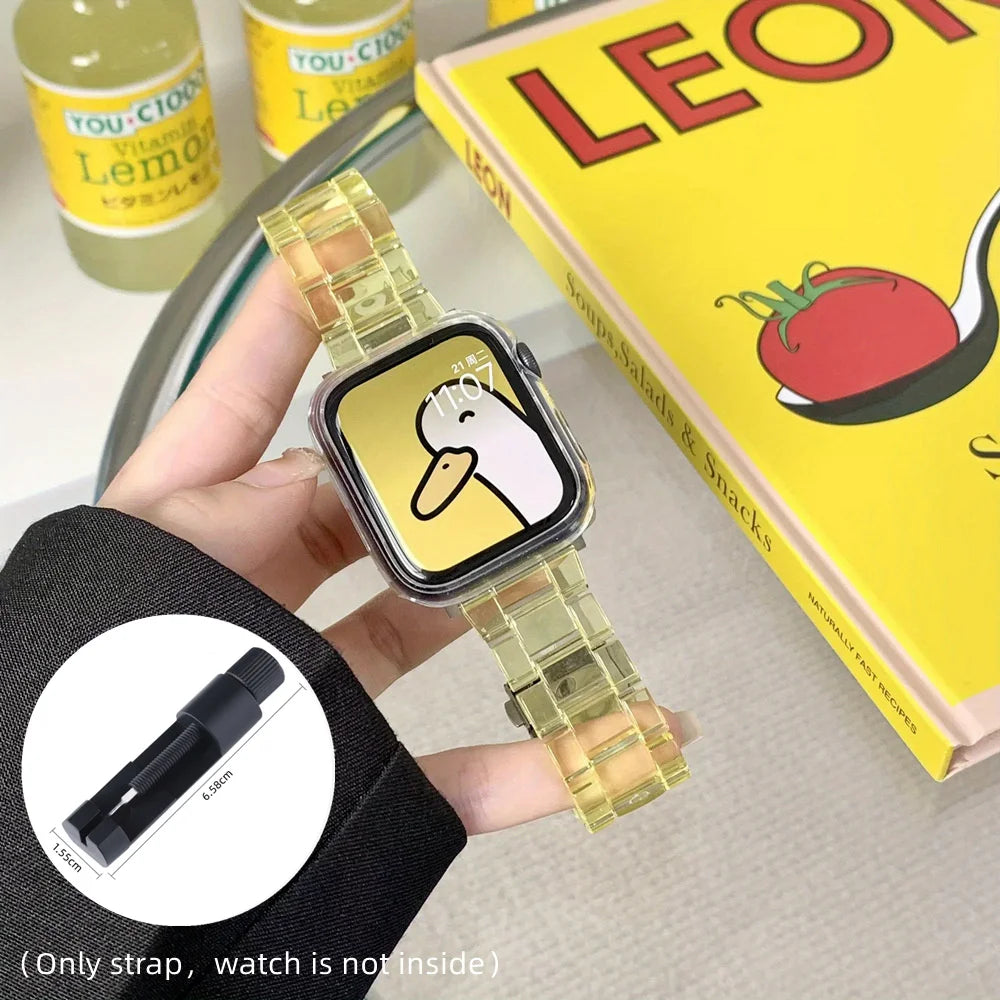 Transparent Link band for Apple Watch band 44mm Ultra 49mm 41mm 45mm 46mm 42mm glacier band Apple Watch Series 10 9 8 7 6 5 4 3