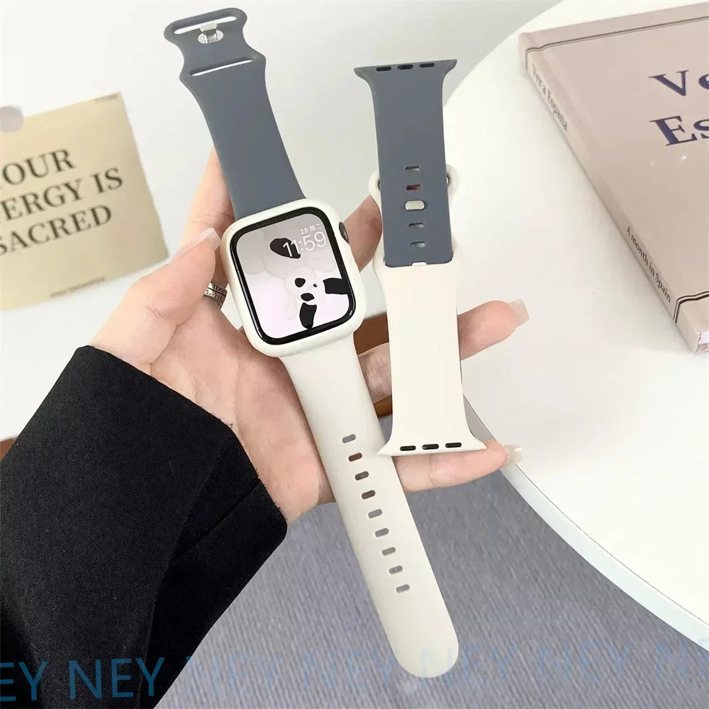 Silicone band For Apple Watch band 44mm 40mm 45mm 41mm 42mm 46mm sport wrist band Apple Watch serie 10 8 7 SE 4 5 6 9 Ultra 2 49mm