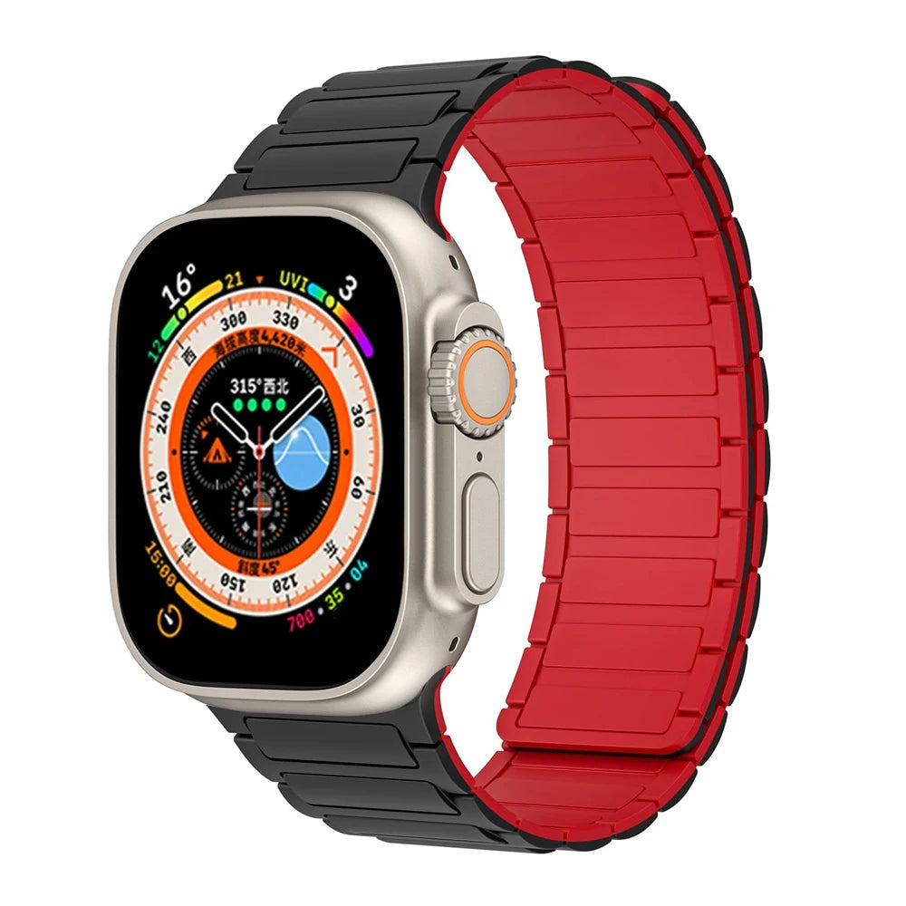 Silicone band for Apple Watch band Ultra 3 2 49mm 46mm 45mm 44mm 41mm 42mm Magnetic band for Apple Watch Series 11 10 9 8 7 6 SE 5