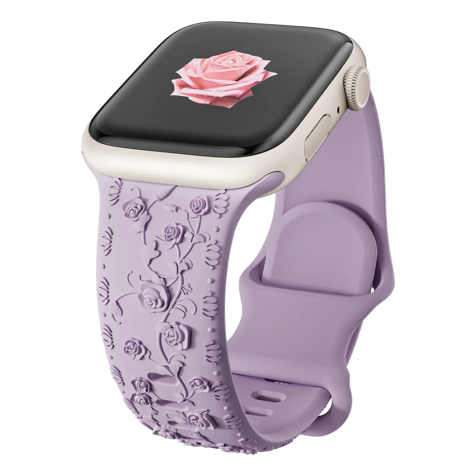 Engraved band for Apple Watch band 46mm 44mm 40mm 49mm 45mm 41mm 42mm Floral Silicone Correas Apple Watch Ultra 2 Series 10 9 8 7 6 SE 5