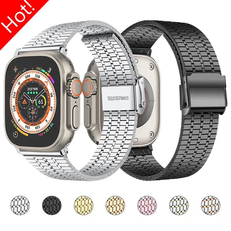 Stainless Steel band for Apple Watch Ultra 2 49mm Series 10 46mm 42mm 44mm 45mm 41mm metal band Apple Watch 9 8 7 6 SE 5 4 band