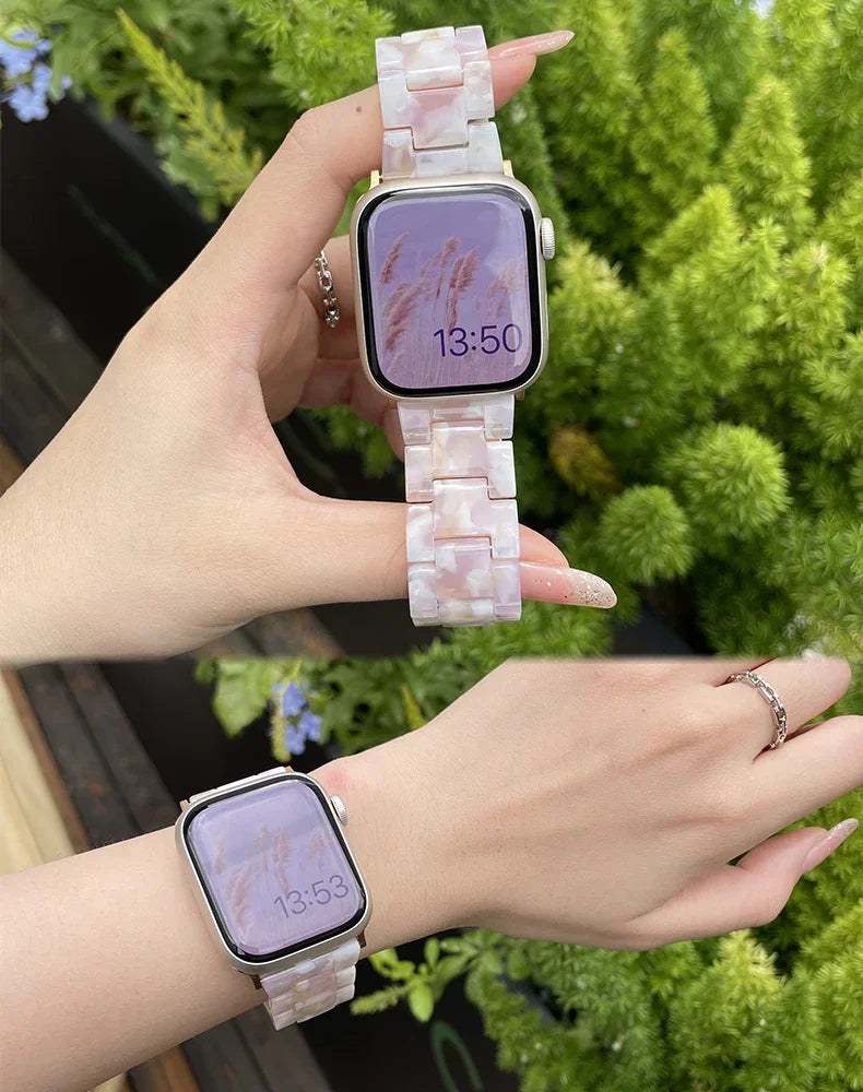 Resin band for Apple Watch band 44mm 40mm 45mm 49mm 38mm 42mm 41mm Fashion Wrist band for Apple Watch Series 8 7 6 5 4 3 2 1 Ultra 2