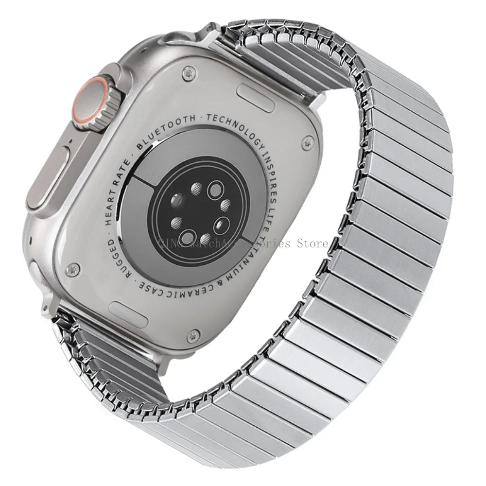 for Apple Watch band 40mm 44mm 45mm 41mm Slim metal Elastic Stretch watch band Bracele band for Apple Watch 7 6 SE 5 4 8 49mm 42mm 38mm