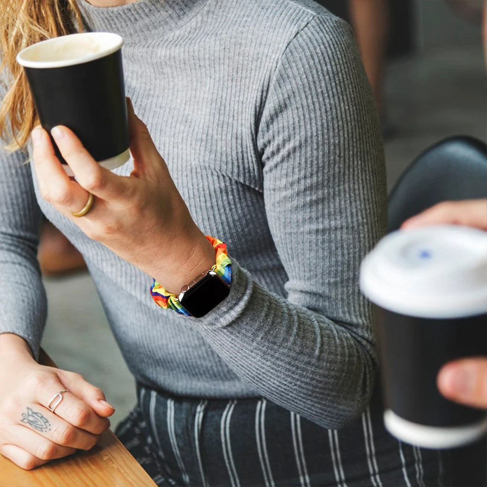 For Apple Watch band Series 8 7 SE 6 5 Ulta 49mm Elastic Scrunchie band for Apple Watch 44mm 40mm 38mm 42mm 41mm 45mm band Belt