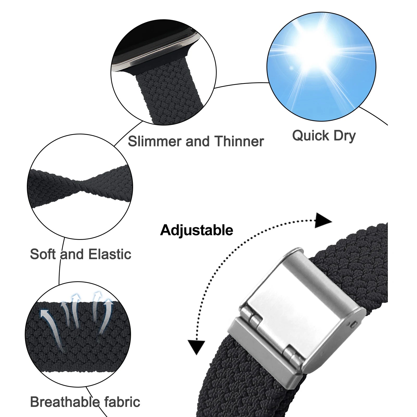 Slim Braided Solo Loop band For Apple Watch band 45mm 41mm 44mm 40mm 46mm 42mm 49mm band Apple Watch Series Ultra 2 10 9 SE 8 7