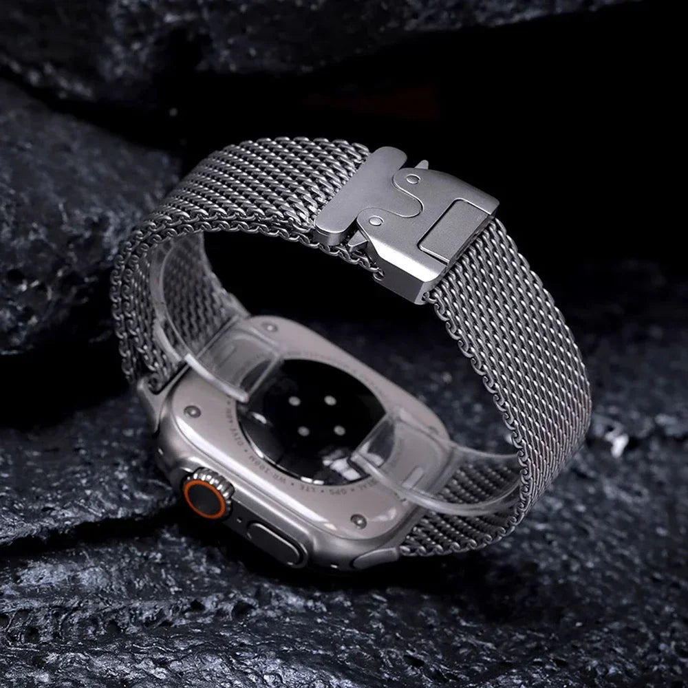 Titanium band For Apple Watch Ultra 2 49mm Series 10 9 8 7 6 5 4 SE 46mm 42mm 41mm 45mm 44mm 38mm 40mm Milanese Loop Accessories