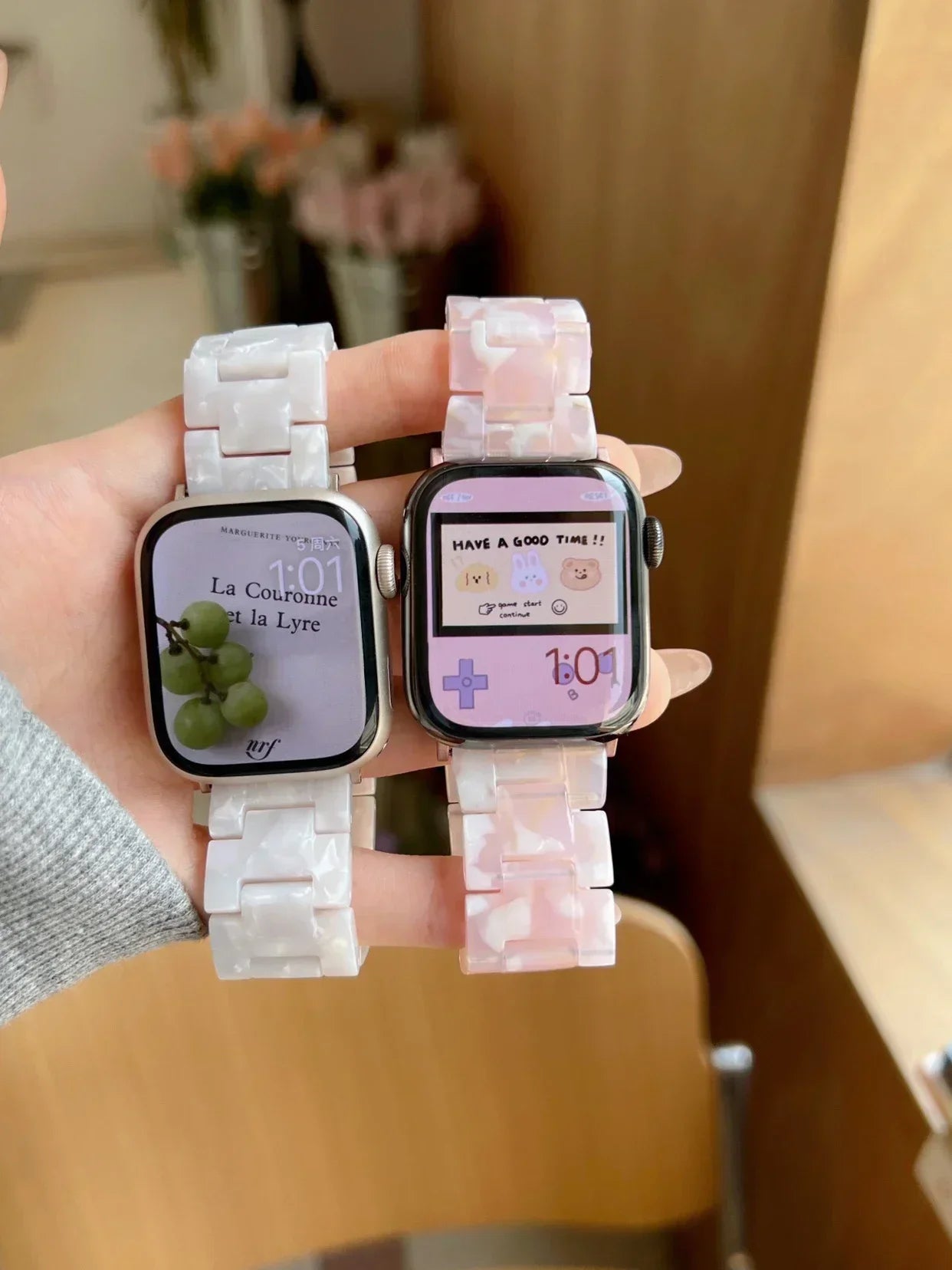 Luxury Resin band for Apple Watch Ultra 2 band 49mm 45mm 41mm 40mm 44mm 38mm 42mm Link band Apple Watch Series 9 7 8 6 SE 5 4 3