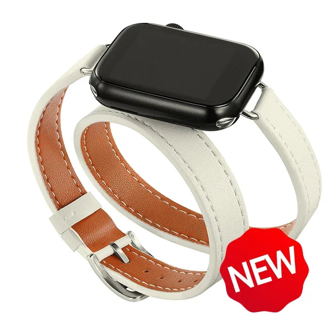 Double Tour leather band For Apple Watch Ultra band 49mm 45mm 42mm 44mm Series 8 7 6 SE 5 4 3 2 Apple Watch 6 38mm 40mm Correa 41mm