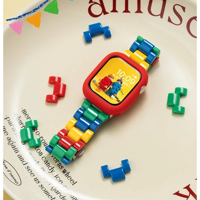 Y2k Korea Summer Colors Splicing band For Apple Watch band 46mm 42mm 45mm 41mm 38mm 49mm 42mm 44mm band Apple Watch Series 10 9 8 7 6 5 4 SE