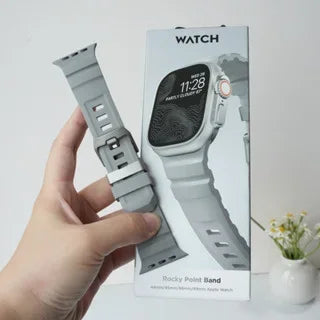 Luxury Silicone band for Apple Watch 46mm Series 10 Ultra 2 49mm 45mm Breathable Sport band for 44mm 42mm Series 9 8 7 6 5 4 3 2 1 SE