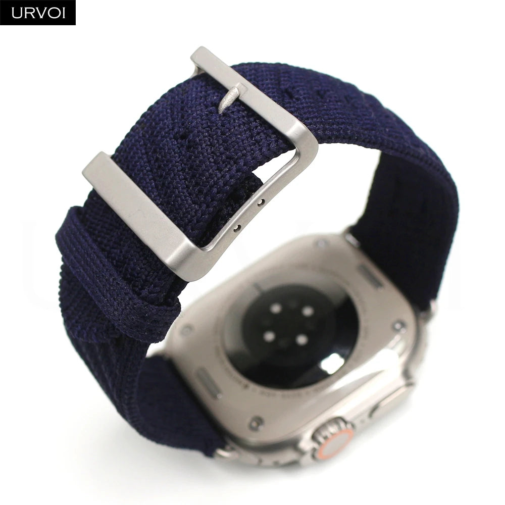 URVOI En Mer band for Apple Watch Ultra 3 2 Series 11 Sport band Orange Gris Titane ocean waves pattern Polyamide Custom Buckle