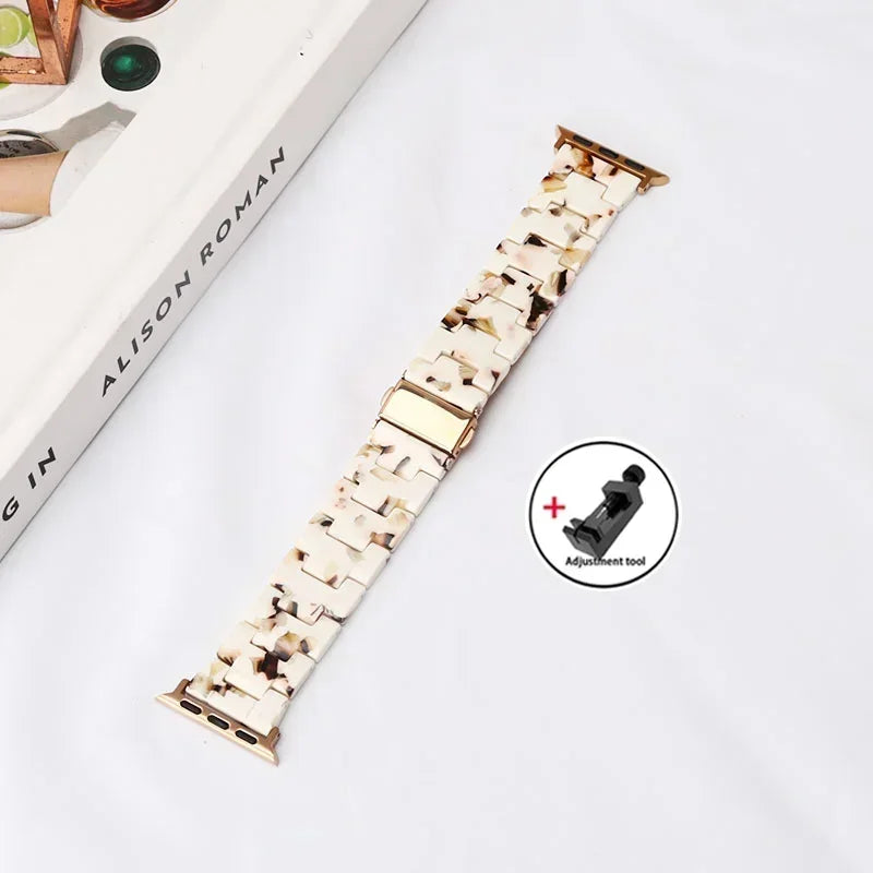 Luxury Resin band for Apple Watch Ultra 2 band 49mm 45mm 41mm 40mm 44mm 38mm 42mm Link band Apple Watch Series 9 7 8 6 SE 5 4 3