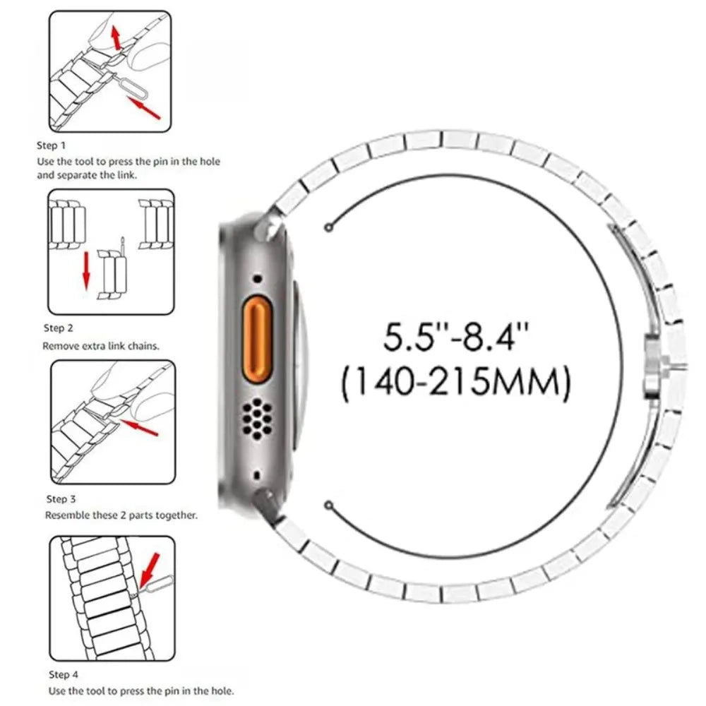 Link band Correa For Apple Watch Ultra 2 band 49mm Series 10 9 8 7 6 5 4 SE 45mm 41mm 44mm Stainless Steel band for Apple Watch 42mm 46mm