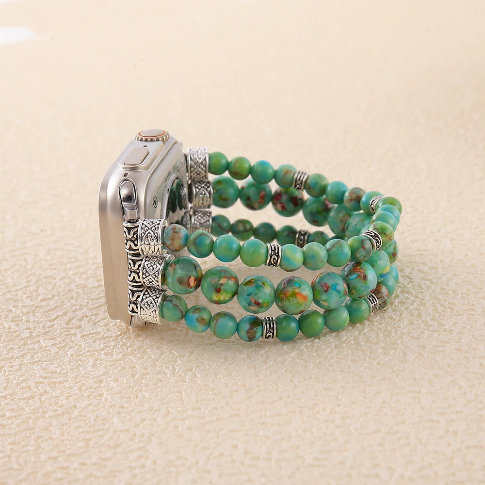 African Jasper Smart Watch band 38mm 45mm Elastic Couple Wristwatch band Apple Watch Handmade Jewelry