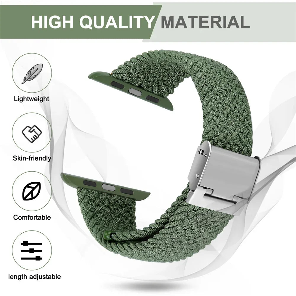 Braided Solo Loop For Apple Watch Ultra band 49mm 45mm 40mm 41mm 44mm Nylon Elastic band Apple Watch Series 10 9 8 SE 6 7 5 4 band